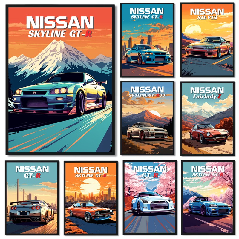 Japanese Lifestyle Gifts - Póster Retro de coche deportivo clásico